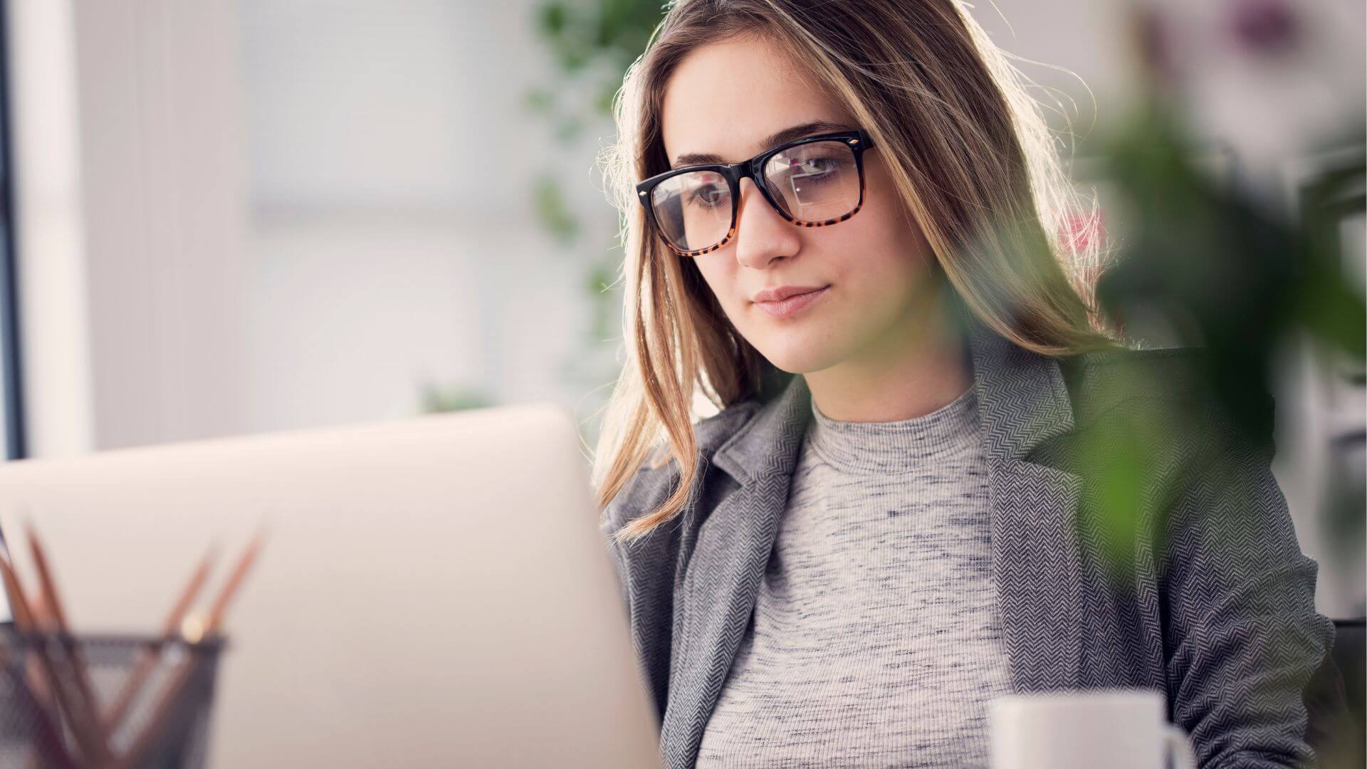 Young woman at a computer